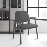 CLATINA Waiting Room Guest Chair with Bonded Leather Padded Arm Rest for Office Reception and Conference Desk(Grey 4 Pack)