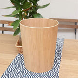 BISOZER Natural Wood Trash Can, Round Stackable Wastebasket, Garbage Recycling Bin for Bathrooms, Powder Rooms, Kitchens, Home Offices (Light Wood)