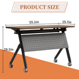 Conference Table, Folding Conference Room Tables with Flip-Top Design, Modern Mobile Training Tables with Wheels
