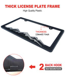 ZXFOOG Mountain License Plate Frames- Plastic Black Car Tag Holder Bracket with Screws Caps, 2 Packs 2 Hole, Silver on Black, Mountain Vinyl Sticker Included