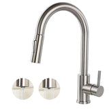 HOTIS Kitchen Sink Faucet Brushed Nickel with Pull Down Sprayer, Single Hole Stainless Steel Bar Faucet, 360° Swivel Pull Out Sink Faucets for Kitchen, Laundry & Bar Sinks, HT-KF100