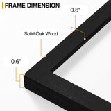decorUhome Solid Oak Wood 12x16 Picture Frame, Display 11x14 Picture with Mat or 12x16 Poster without Mat, Wall Mounting Photo Frame, Black, 1 Pack