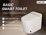 MEJE #A5 - Basic Smart Function Toilet with Built-in Heated Seat, Elongated Tankless Toilet with Auto Flushing, Foot Kick Flushing, Adjustable Seat Temperature, Flush Remote Control, Night Light