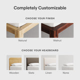 Nectar Bamboo Platform Bed Frame - Queen - Walnut - Floating Center Support Legs - 12” Height - Easy Tool Free Set Up - Contemporary and Durable - Sturdy Wooden Support Slats - Holds Up to 800 Pounds