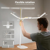 Omorepa 4 Light Bar Design Goose-Neck Desk Lamp with Base,24W Bright Led Tall Desk Light with Remote,Eye Care Reading Table Light for Desktop Working,Drafting,Reading
