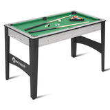 48" Pool Table, Mini Billiard Game Table w/Balls, Cues, Chalk, Brush and Triangle, Indoor Compact Arcade Game Table for Living Room, Game Room