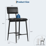 IDEALHOUSE Bar Stools Set of 8 w/Back & Footrest, Counter Height Bar Stools Set of 8 with Thick Cushion & Thickened Metal Legs, Upholstered Counter Height Bar Stools for Island, Counter Bar, Black