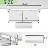 ETHU Small Keyboard Tray Under Desk with Metal Rail, 19.7x11.8", White