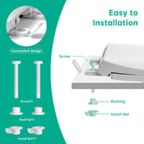 PUKANIUM Toilet Seat Elongated, Toilet Seats with Cover Quiet Close, Never Loosen Bumpers, Easy Removing and Cleaning, White, 18.5"L x 14"W