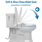 Bidet Toilet Seat for Elongated Toilet, PP Non-Electric Cold Water Bidet Attachment with Self-Cleaning Spray Nozzle, Hygienic Toilet Seat Cover for Women, Easy to Install, White, 19 Inch