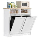 Double Tilt Out Trash Can Cabinet, 20 Gallon Kitchen Trash Bin Cabinet