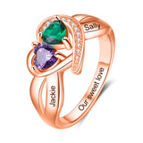 Oseew Customized mom rings 10k Rose gold gold family rings for women yellow gold size 4-11 mothers ring 2 birthstones rose gold 18k mom rings with birthstones gold 14k