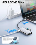 USB C Laptop Docking Station Dual HDMI Monitor 10in1 Dongle Type-C Hub Dock