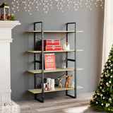 Stylish 4-Tier Wooden Bookshelf 100x30x140 cm - Modern Room Divider & Storage Shelf for Living Room & Office - Functional Bookcase & Organizer