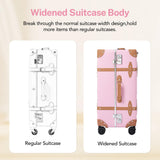 universal trotter Vintage PU Leather Luggage Set, Retro Trunk Suitcase with Wide Aluminum Frame, TSA Key Locks and Smooth 360° Spinner Wheels (Blush Pink, 26"+12")