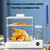 HMWOKPOT 24L Electric Steamer for Cooking, 3 Tier Food Steamer Vegetable Steamer with Baskets, 12H Booking, Independent Water Tank for Vegetables and Seafood