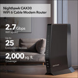 Nighthawk Modem Router Combo (CAX30) DOCSIS 3.1 Cable Modem and WiFi 6 Router - AX2700 2.7 Gbps