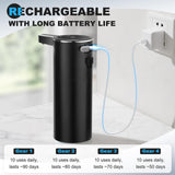 Automatic Soap Dispenser Liquid Touchless: 13.52oz/400ml Wall USB Rechargeable - 4-Level Adjustable, Black