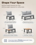 Oasbira Aluminum Modular Outdoor Patio Furniture Set, 6 Seats Sectional Sofa Set with Adjustable Backrest & Thick Cushions, All-Weather L-Shaped Corner Set with Table for Garden & Yard, Gray