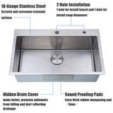 VESLA HOME 30 inch Drop in Kitchen Sink, Topmount Single Bowl 304 Stainless Steel Handmade Satin Finish Kitchen Sinks with Dish Grid and Strainer