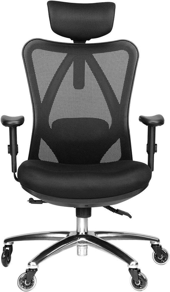 Ergonomic Office Chair - Adjustable Desk Chair with Lumbar Support | Thick Seat Cushion, Head, and Arm Rests - Reclines Duramont