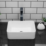 Kichae Vessel Sink Rectangular - 16"x12" Modern White Bathroom Sink Rectangle Above Counter Porcelain Ceramic Vessel Vanity Sink Art Basin