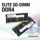 Elite DDR4 16GB Single 3200MHz PC4-25600 CL22 Unbuffered Non-ECC 1.2V SODIMM 260-Pin Laptop Memory Module Ram