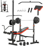 Foldable 1500LBS 8 IN 1 Weight Bench Set with Rack, Leg Extension