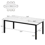 BouPower 70.9" Industrial Dining Table for 6-8, Wooden Rectangular Kitchen Table with Sturdy Metal Legs, Long Dinner Tables with Mortise Tenon Design for Dining Room, Home Office, Living Room