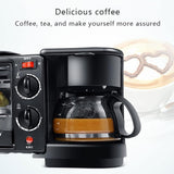 3-in-1 Electric Breakfast Station With 2l Cooking Pot, 9l Baking Area, Coffee Maker, 100-230°c Temperature Control & 30-min Timer, Ideal For Kitchen Use (black) Black