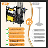 16-Rod Fishing Rod Holder for Garage, Fishing Pole Rack Cart Fit All Fishing Rods, 3 Tier Fishing Tackle Storage Organizer Rack TC-HOMENY