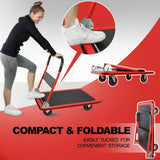 Push Cart Dolly by Wellmax, Moving Platform Hand Truck, Foldable for Easy Storage and 360 Degree