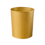 Gold Hammered Metal Trash Can Wastebasket, Decorative Stylish Garbage Can Waste Basket