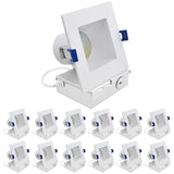 LUXRITE 4 Inch Square LED Recessed Ceiling Light with J-Box, CRI90, 12W, 5CCT Selectable 2700K/3000K/3500K/4000K/5000K, 1060 Lumens, Dimmable Canless Downlight, Wet Rated, IC Rated, ETL (12 Pack)