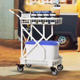 LeleCAT 2-Tier Storage Cart with Wheels, Heavy Duty Folding Rolling Cart