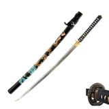 Hand Forged 1045 Painted Dragon & Waves Katana, Full Tang Sword