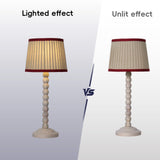White Wood Base Table lamp,8x8x18 inch Country Style Desk lamp,Modern Pleated lampshade Suitable for bedrooms and Offices Pack of 2 (Bulbs Not Included)