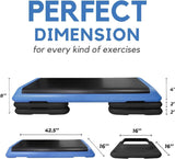 Yes4All Adjustable Workout Aerobic Exercise Step Platform Health Club Size with 4 Adjustable Risers Included and Advanced Risers Options - Blue Black