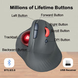 IDJXNXYDH 60 Degree Vertical Trackball Mouse Rechargeable 3 Mode 2.4G Bluetooth Wireless Ergonomic Silent Trackball Mouse 3 DPI Adjustable for Laptop PC Mac Tablet Drawing Office