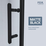FELYL Black Grid Sliding Shower Door 55-60" W x 72" H, Matte Black, Single Sliding Door, Framed, 1/4" (6mm) SGCC Tempered Glass, Reversible Installation