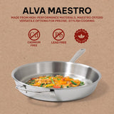 5-Ply Stainless Steel Frying Pan Bundle - Nonstick, Non-Toxic, Induction Safe, Stay Cool Handle, Durable Cookware, Includes 8", 9.5" & 11" Skillets Alva