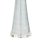 Possini Euro Design Miriam Modern Table Lamps 28.5" Tall Set of 2 Light Sky Blue Fluted Glass with Swirl Pattern White Drum Shade for Living Room Bedroom Bedside Nightstand Office Family