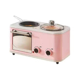 Portable Multifunction 3 in 1 Breakfast Machine, Electric Mini Oven, Family Breakfast Station for Baking, Frying(Pink)
