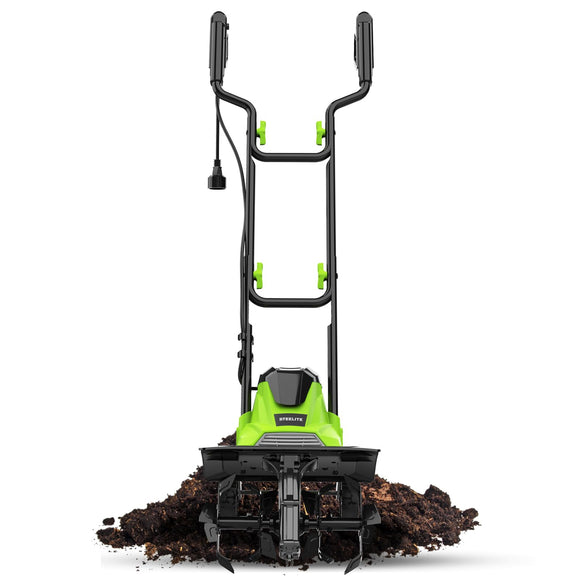 STEELITE 14-Inch Corded Electric Tiller, 10 Amp Powerful Garden Cultivator for Soil Preparation and Landscaping
