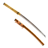 Folded Damascus Steel Plum Blossom Sunburst Wakizashi, Hand Forged Sword