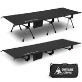 ONETIGRIS SUPRANUBIS Camping Cot, Height Adjustable with Cot Leg Extenders, Strong Support 330lbs, Lightweight Comfortable Folding Bed for Camping, Hiking, Travel, Truck, Beach, Office Nap
