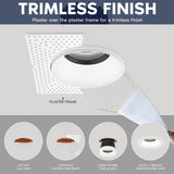 LUXRITE 4-Inch Trimless Recessed LED Spotlight, Regressed Zoomable Push-N-Lock, 5CCT 2700K-5000K, 2100 Lumens, 25W, Dual Dimmable, Adjustable 24°–50° Beam Angle, IC & Damp Rated, ETL Listed (4-Pack)