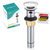 KUZOR Chrome Pop Up Bathroom Sink Drain with Overflow - Fits 1-5/8" to 2" Holes, 304 Stainless Steel for Vanity/Vessel Sink