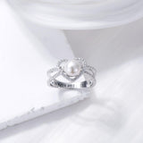 Oseew 7mm Freshwater Pearl Ring with Moissanite 10K 14K 18K Solid Gold Sterling Silve Engagement Ring Personalized Engraving Wedding Promise Ring for Women