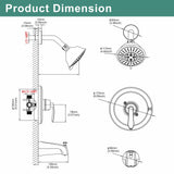 PARLOS Shower System, Brushed Gold Shower Faucet Set with Tub Spout(Valve Included), 5-Setting Mode Shower Head and Tub Spout with Diverter, Multi-Function Wall Mounted Shower Bathtub Combo, 1436908